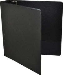 UNIVERSAL - 2" Sheet Capacity, 8-1/2 x 11", Round Ring Binder Without Label Holder - Suede Finish Vinyl Cover, Black - USA Tool & Supply