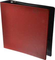 UNIVERSAL - 2" Sheet Capacity, 8-1/2 x 11", Round Ring Binder Without Label Holder - Suede Finish Vinyl Cover, Red - USA Tool & Supply