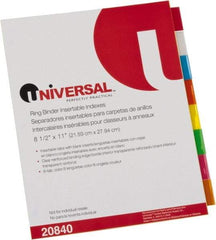 UNIVERSAL - 8-1/2 x 11" 8 Tabs, Single Sided Clear Mylar Reinforced Binding Edge, Insertable Tab Economy Indexes - Multicolor Tabs, Buff Folder - USA Tool & Supply