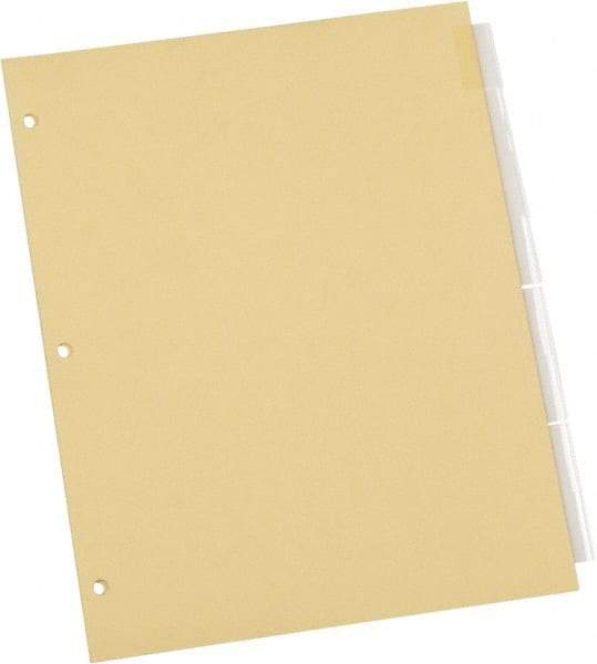 UNIVERSAL - 8-1/2 x 11" 8 Tabs, Single Sided Clear Mylar Reinforced Binding Edge, Insertable Tab Economy Indexes - Clear Tabs, Buff Folder - USA Tool & Supply