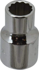 Proto - 3/8" Drive, Standard Hand Socket - 12 Points, 1-3/32" OAL, Chrome Finish - USA Tool & Supply