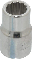 Proto - 3/8" Drive, Standard Hand Socket - 12 Points, 1-3/32" OAL, Chrome Finish - USA Tool & Supply