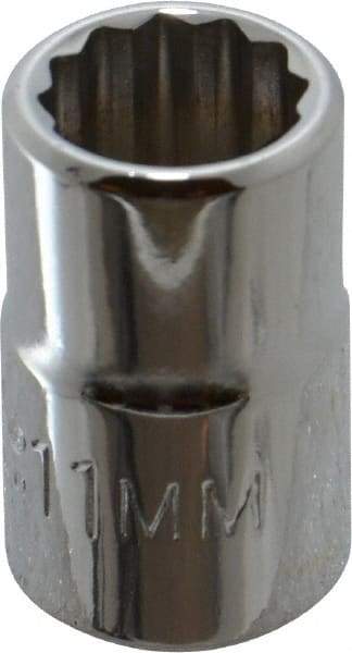 Proto - 3/8" Drive, Standard Hand Socket - 12 Points, 1-3/32" OAL, Chrome Finish - USA Tool & Supply