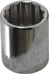 Proto - 3/8" Drive, Standard Hand Socket - 12 Points, 1-1/8" OAL, Chrome Finish - USA Tool & Supply