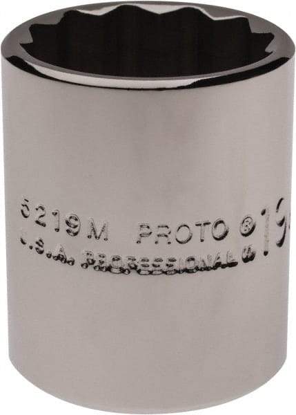 Proto - 3/8" Drive, Standard Hand Socket - 12 Points, 1-3/16" OAL, Chrome Finish - USA Tool & Supply