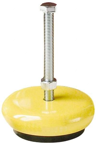 Gibraltar - 100 Lb Capacity, 1/4-28 Thread, Zinc Stud, Machine Socket Mount Leveling Mount - 1-3/4" Stud Length, 2" Base Diam, Elastomer Pad - USA Tool & Supply