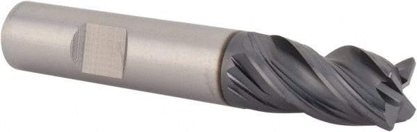 SGS - 1/2", 4 Flute, Single End, Solid Carbide, 0.0250 - 0.0300" Corner Radius End Mill - 3" OAL, Right Hand Flute, 1" LOC, Right Hand Cut - USA Tool & Supply