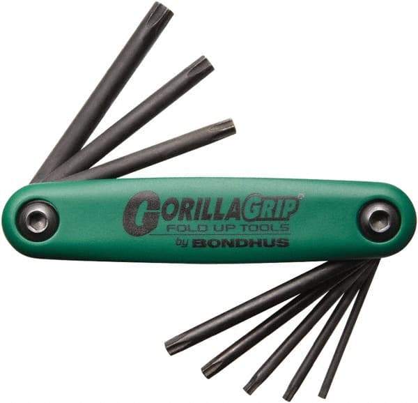 Bondhus - 8 Piece TR9 to T40 Fold-Up Torx Key Set - T9, T10, T15, T20, T25, T27, T30, T40 Torx Size - USA Tool & Supply