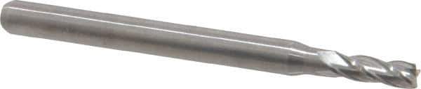 Kyocera - 0.095", 0.285" LOC, 1/8" Shank Diam, 1-1/2" OAL, 4 Flute, Solid Carbide Square End Mill - Single End, Uncoated, Spiral Flute, 30° Helix, Centercutting, Right Hand Cut, Right Hand Flute, Series 1810 - USA Tool & Supply