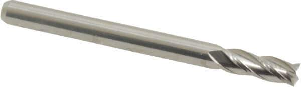 Kyocera - 1/8", 3/8" LOC, 1/8" Shank Diam, 1-1/2" OAL, 4 Flute, Solid Carbide Square End Mill - Single End, Uncoated, Spiral Flute, Centercutting, Right Hand Cut, Right Hand Flute, Series 1810 - USA Tool & Supply