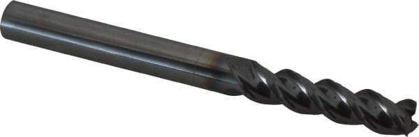 Niagara Cutter - 3/8", 1-1/2" LOC, 3/8" Shank Diam, 4" OAL, 3 Flute, Solid Carbide Square End Mill - Single End, TiCN Finish, Spiral Flute, 45° Helix, Centercutting, Right Hand Cut, Right Hand Flute, Series A345 - USA Tool & Supply