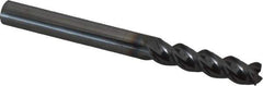 Niagara Cutter - 3/8", 1-1/2" LOC, 3/8" Shank Diam, 4" OAL, 3 Flute, Solid Carbide Square End Mill - Single End, TiCN Finish, Spiral Flute, 45° Helix, Centercutting, Right Hand Cut, Right Hand Flute, Series A345 - USA Tool & Supply