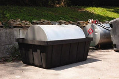 Eagle - 635 Gal Sump, 10,000 Lb Capacity, 1 Drum, Polyethylene Spill Deck or Pallet - 88" Long x 62" Wide x 33" High, Black, Drain Included, Horizontal, 1 Tank Drum Configuration - USA Tool & Supply