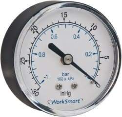 Value Collection - 2-1/2" Dial, 1/4 Thread, 0-15 Scale Range, Pressure Gauge - Center Back Connection Mount, Accurate to 3-2-3% of Scale - USA Tool & Supply