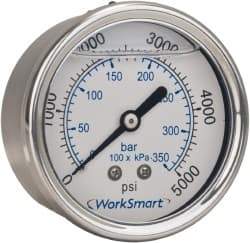Value Collection - 2-1/2" Dial, 1/4 Thread, 30-0 Scale Range, Pressure Gauge - Center Back Connection Mount, Accurate to 3-2-3% of Scale - USA Tool & Supply