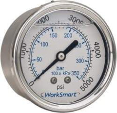 Value Collection - 2" Dial, 1/4 Thread, 30-0 Scale Range, Pressure Gauge - Center Back Connection Mount, Accurate to 3-2-3% of Scale - USA Tool & Supply