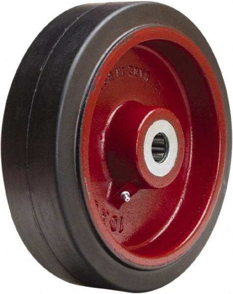 Hamilton - 10 Inch Diameter x 3 Inch Wide, Rubber on Cast Iron Caster Wheel - 1,000 Lb. Capacity, 3-1/4 Inch Hub Length, 1-1/4 Inch Axle Diameter, Straight Roller Bearing - USA Tool & Supply