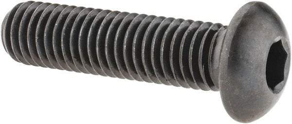Made in USA - 1/2-13 UNC Hex Socket Drive, Button Screw - Alloy Steel, Black Oxide Finish, Fully Threaded, 2" Length Under Head - USA Tool & Supply