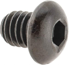 Made in USA - 5/16-18 UNC Hex Socket Drive, Button Screw - Alloy Steel, Black Oxide Finish, Fully Threaded, 3/8" Length Under Head - USA Tool & Supply