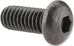 Made in USA - 5/16-18 UNC Hex Socket Drive, Button Screw - Alloy Steel, Black Oxide Finish, Fully Threaded, 3/4" Length Under Head - USA Tool & Supply