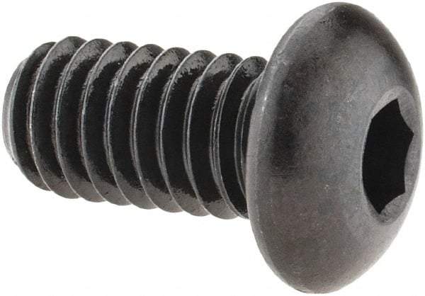 Made in USA - 5/16-18 UNC Hex Socket Drive, Button Screw - Alloy Steel, Black Oxide Finish, Fully Threaded, 5/8" Length Under Head - USA Tool & Supply