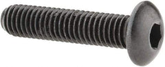 Made in USA - #10-32 UNF Hex Socket Drive, Button Screw - Alloy Steel, Black Oxide Finish, Fully Threaded, 7/8" Length Under Head - USA Tool & Supply