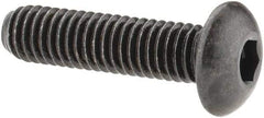 Made in USA - #10-32 UNF Hex Socket Drive, Button Screw - Alloy Steel, Black Oxide Finish, Fully Threaded, 3/4" Length Under Head - USA Tool & Supply