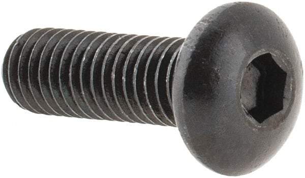Made in USA - #10-32 UNF Hex Socket Drive, Button Screw - Alloy Steel, Black Oxide Finish, Fully Threaded, 5/8" Length Under Head - USA Tool & Supply