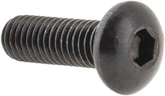Made in USA - #10-32 UNF Hex Socket Drive, Button Screw - Alloy Steel, Black Oxide Finish, Fully Threaded, 5/8" Length Under Head - USA Tool & Supply