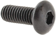 Made in USA - #10-32 UNF Hex Socket Drive, Button Screw - Alloy Steel, Black Oxide Finish, Fully Threaded, 1/2" Length Under Head - USA Tool & Supply