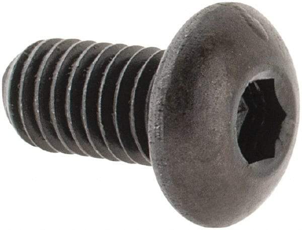 Made in USA - #10-32 UNF Hex Socket Drive, Button Screw - Alloy Steel, Black Oxide Finish, Fully Threaded, 3/8" Length Under Head - USA Tool & Supply
