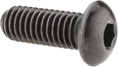 Made in USA - 3/8-16 UNC Hex Socket Drive, Button Screw - Alloy Steel, Black Oxide Finish, Fully Threaded, 1" Length Under Head - USA Tool & Supply