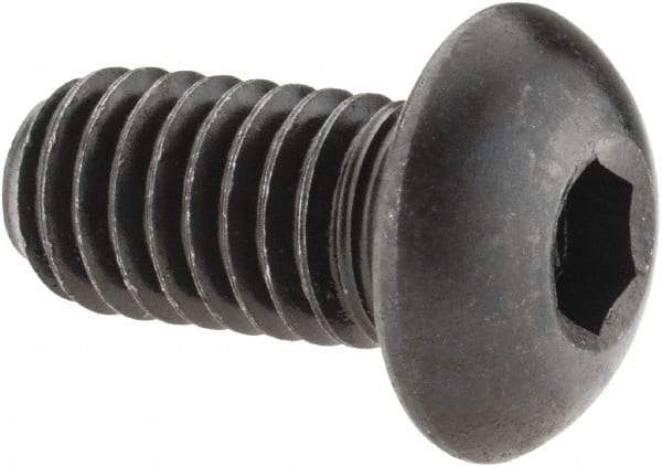 Made in USA - 3/8-16 UNC Hex Socket Drive, Button Screw - Alloy Steel, Black Oxide Finish, Fully Threaded, 3/4" Length Under Head - USA Tool & Supply