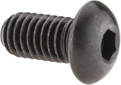 Made in USA - 3/8-16 UNC Hex Socket Drive, Button Screw - Alloy Steel, Black Oxide Finish, Fully Threaded, 3/4" Length Under Head - USA Tool & Supply