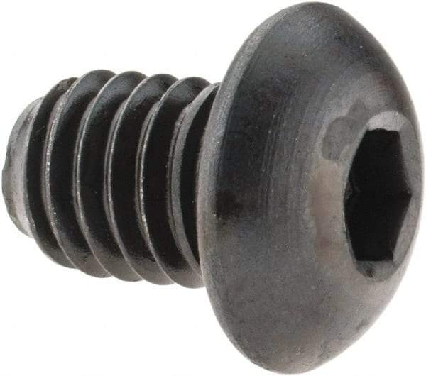 Made in USA - 3/8-16 UNC Hex Socket Drive, Button Screw - Alloy Steel, Black Oxide Finish, Fully Threaded, 1/2" Length Under Head - USA Tool & Supply