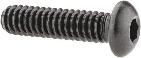 Made in USA - 1/4-20 UNC Hex Socket Drive, Button Screw - Alloy Steel, Black Oxide Finish, Fully Threaded, 1" Length Under Head - USA Tool & Supply