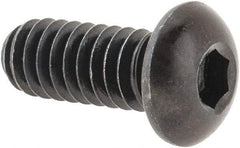 Made in USA - 1/4-20 UNC Hex Socket Drive, Button Screw - Alloy Steel, Black Oxide Finish, Fully Threaded, 5/8" Length Under Head - USA Tool & Supply