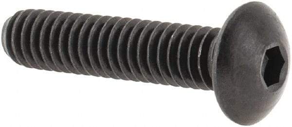 Made in USA - #8-32 UNC Hex Socket Drive, Button Screw - Alloy Steel, Black Oxide Finish, Fully Threaded, 3/4" Length Under Head - USA Tool & Supply