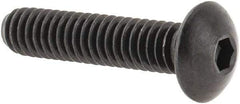 Made in USA - #8-32 UNC Hex Socket Drive, Button Screw - Alloy Steel, Black Oxide Finish, Fully Threaded, 3/4" Length Under Head - USA Tool & Supply