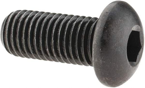 Made in USA - 5/16-24 UNF Hex Socket Drive, Button Screw - Alloy Steel, Black Oxide Finish, Fully Threaded, 3/4" Length Under Head - USA Tool & Supply