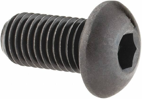 Made in USA - 5/16-24 UNF Hex Socket Drive, Button Screw - Alloy Steel, Black Oxide Finish, Fully Threaded, 5/8" Length Under Head - USA Tool & Supply