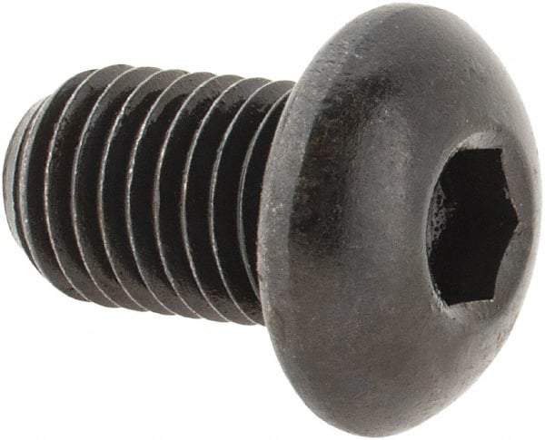 Made in USA - 5/16-24 UNF Hex Socket Drive, Button Screw - Alloy Steel, Black Oxide Finish, Fully Threaded, 1/2" Length Under Head - USA Tool & Supply