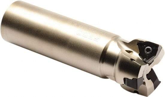 Seco - 25mm Cut Diam, 4mm Max Depth of Cut, 25mm Shank Diam, 170mm OAL, Indexable Square Shoulder End Mill - XNEX 04 Inserts, Cylindrical Shank, 90° Lead Angle, Through Coolant, Series Square 6 - USA Tool & Supply