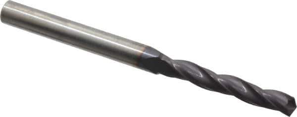 Accupro - #7 150° Solid Carbide Jobber Drill - AlTiN Finish, Spiral Flute, 3" OAL, Standard Point - USA Tool & Supply