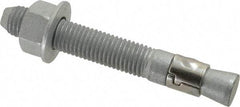 Powers Fasteners - 3/4" Diam, 3/4" Drill, 5-1/2" OAL, 1-5/8" Min Embedment Wedge Expansion Concrete Anchor - Steel, Galvanized Finish, Hex Nut Head, Hex Drive - USA Tool & Supply