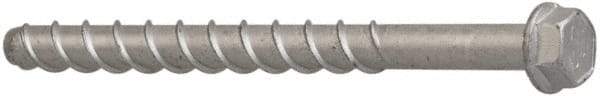 Elco - 3/8" Diam, 2-1/2" Length Under Head, Hex Drive, Concrete Screw & Masonry Fastener - Alloy Steel, StalGard Silver Finish, Includes 9/16" Drill Bit - USA Tool & Supply