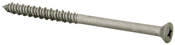 Elco - 1/4" Diam, 3-3/4" OAL, Phillips Drive, Concrete Screw & Masonry Fastener - Stainless Steel, StalGard Silver Finish, Includes #2 Drill Bit - USA Tool & Supply