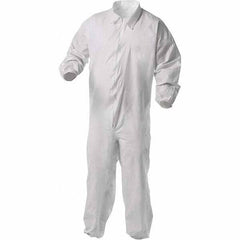 KleenGuard - Size XL Film Laminate General Purpose Coveralls - White, Zipper Closure, Elastic Cuffs, Elastic Ankles, Serged Seams - USA Tool & Supply