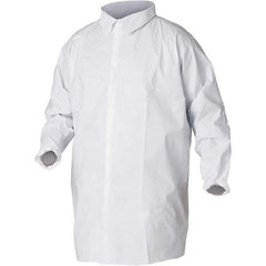 KleenGuard - Size M White Lab Coat without Pockets - Microporous Film Laminate, Snap Front, Elastic Cuffs - USA Tool & Supply