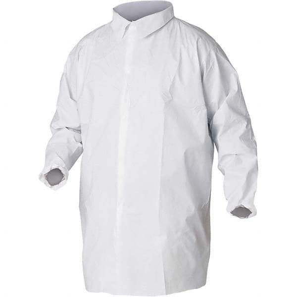 KleenGuard - Size 3XL White Lab Coat without Pockets - Microporous Film Laminate, Snap Front, Elastic Cuffs - USA Tool & Supply